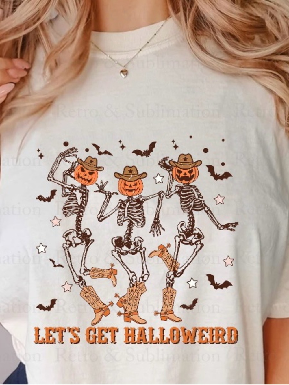 Let’s Get Halloweird Pumpkin Skeleton Graphic Tee